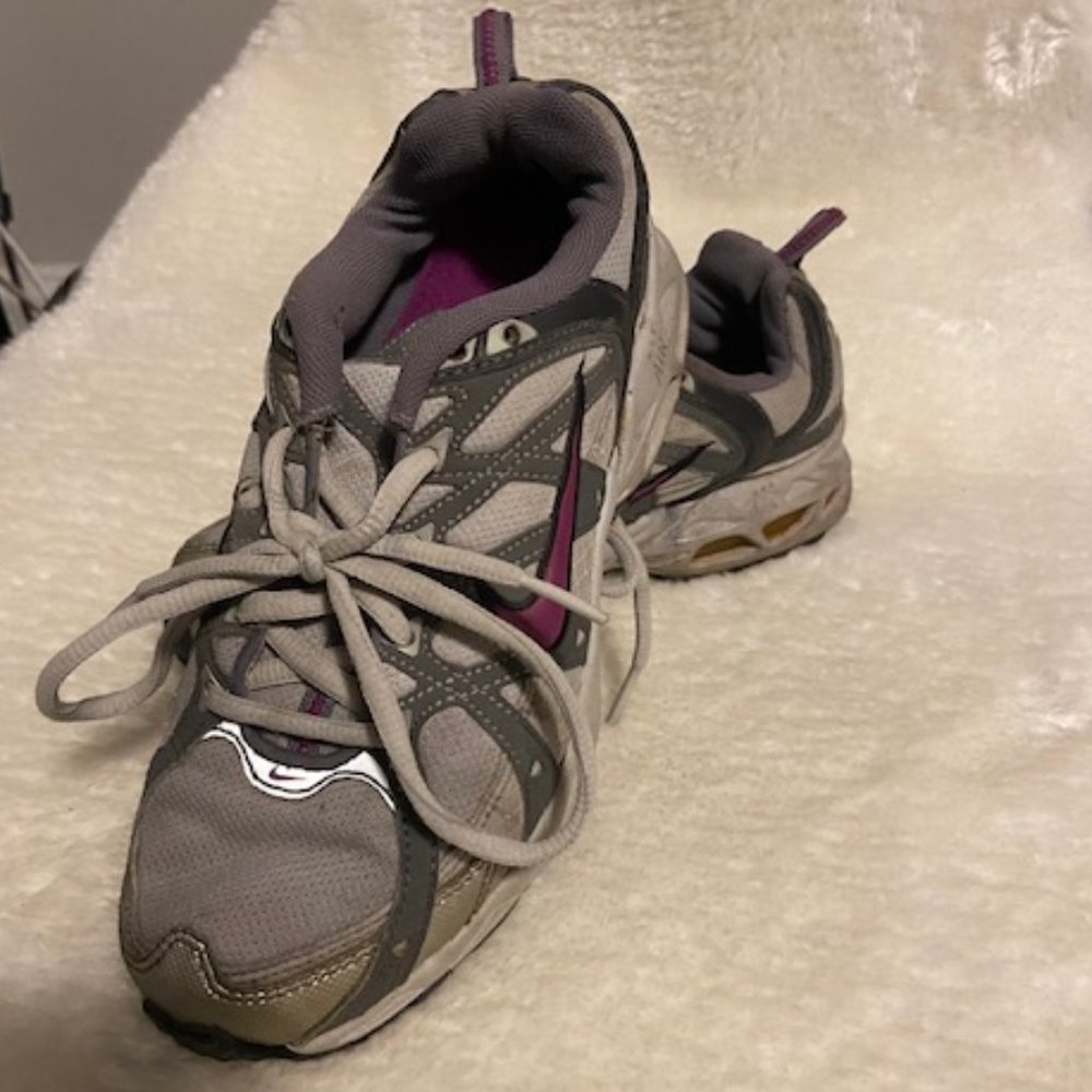 Gray and Pink Nike Air Trail Running Shoes Size 6